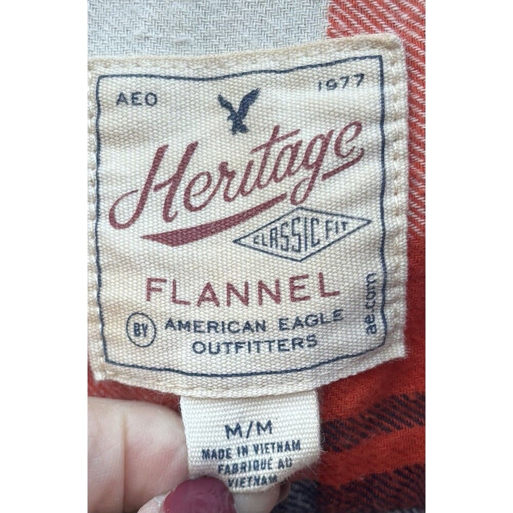 ‘Merica Upcycled Flannel Shirt Hippie Boho Country Orange & Blue Size Med Womens - Picture 4 of 8
